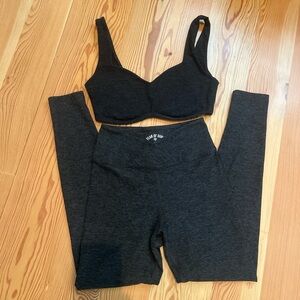 Year of Ours Charcoal Bra & Cross Over Leggings Set